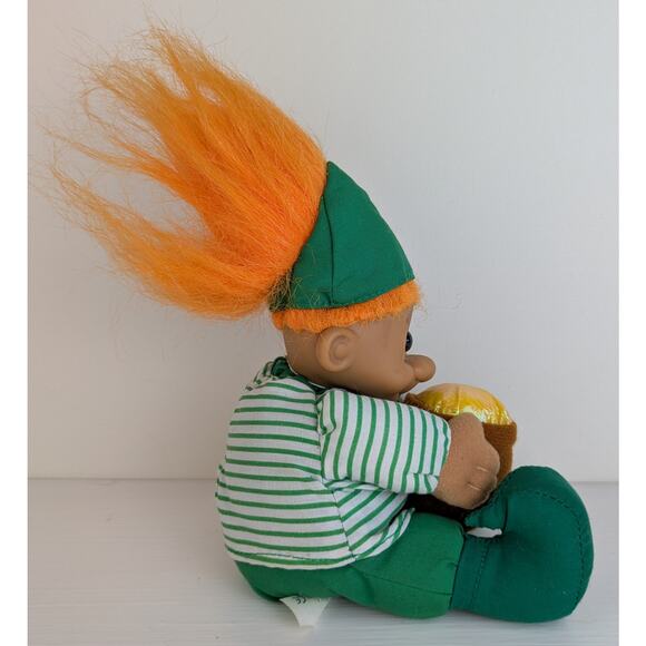 Vintage Russ Leprechaun Troll Doll w/Tag 8" Orange Hair Pot Of Gold St Patricks - Picture 4 of 7